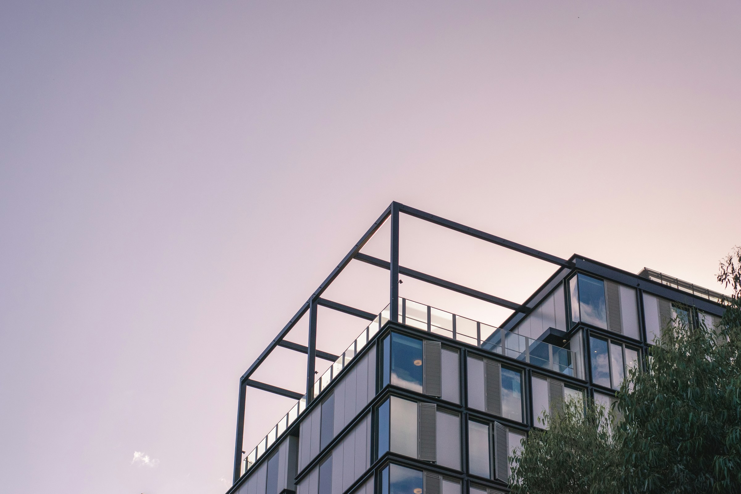 Modern apartment building in Chippendale, Sydney, photographed at dusk